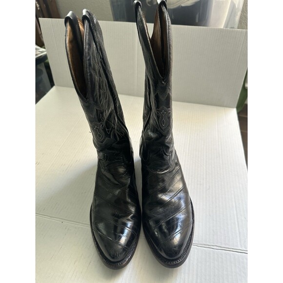 Eel Skin Rodeo Bravo Men’s Cowboy Boots Size 9 And Montana Eel Skin Leather Belt main image 16